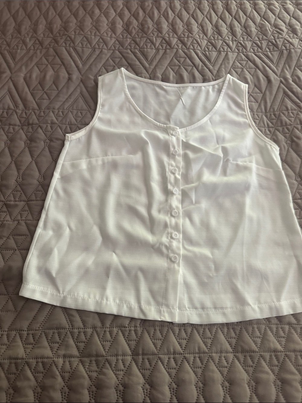 White Button-Front Sleeveless Tank Top